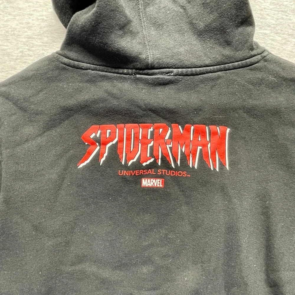 Marvel Spider Man Hoodie Youth Lg Black Embroidered Outline Graphic Print Logo